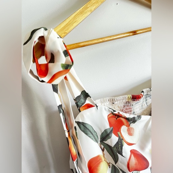 Cider Peach Fruit Split Midi Dress w/Orange and Green Print size 4X plus size - Picture 7 of 16